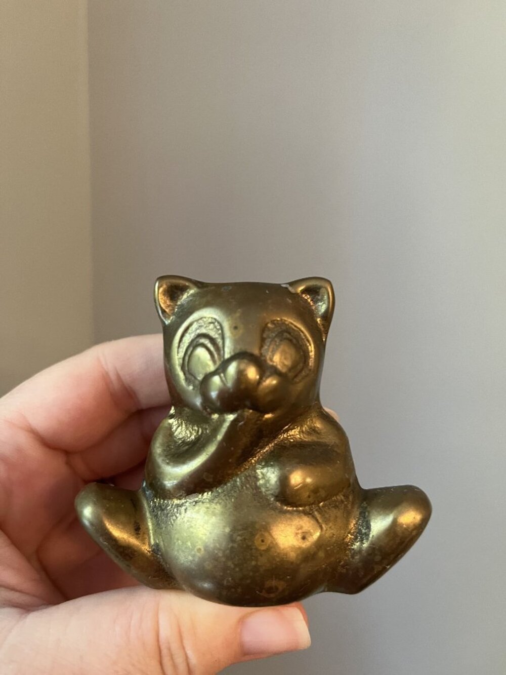 Vintage Brass Panda Bear Figurine, Miniature Panda Decor